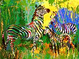 Family Paintings - Zebra Family by Leroy Neiman